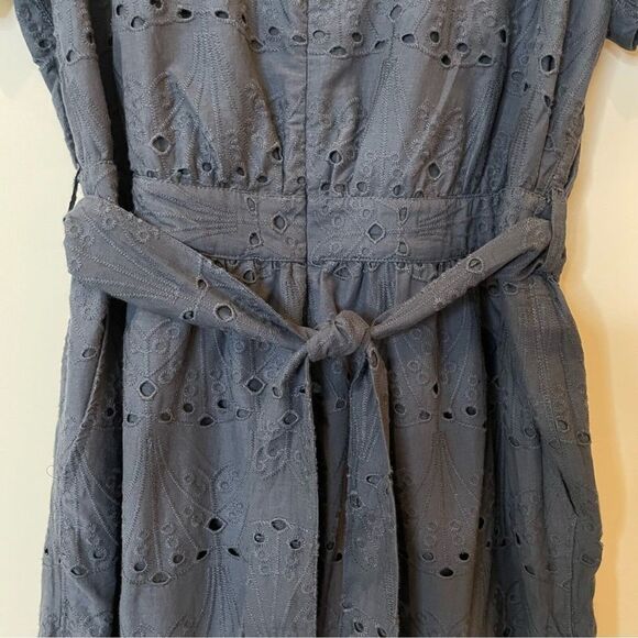 Whistles Zoe Broderie Jumpsuit Eyelet Self Tie Straight Leg Holiday Blue 12 NWOT - Picture 5 of 15